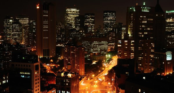 Ночной Нью-Йорк Сити Манхэттен