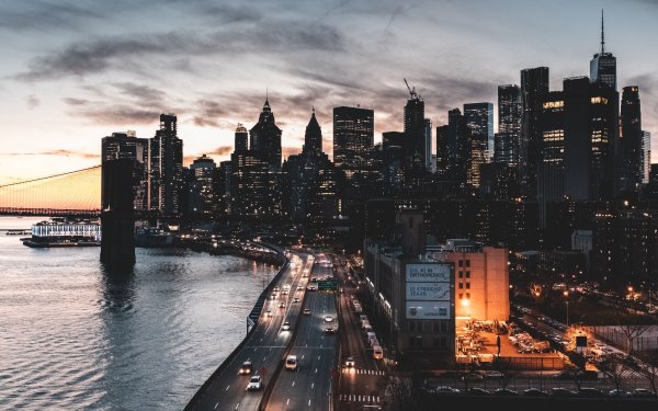 Ночной город Нью-Йорк 4к