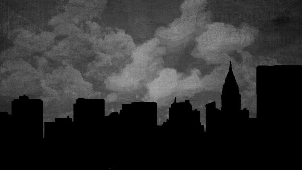 Темный силуэт города