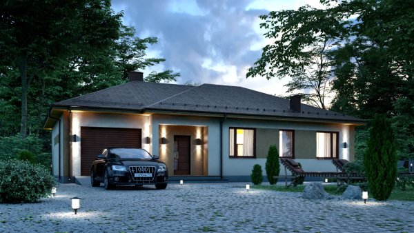 Одноэтажный дом с гаражом 100кв.м