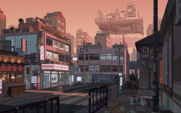 Пиксель арт японский город