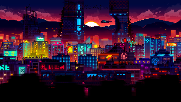 Пиксельный пейзаж города