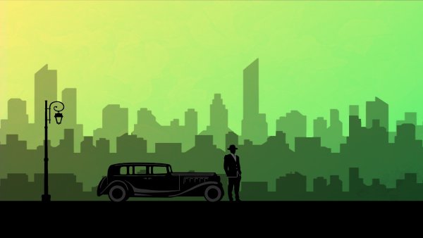 Силуэтные картинки с дорогой и машиной