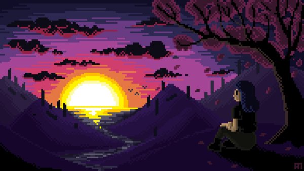 Осень закат пиксель арт