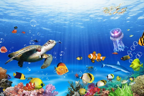 Морской фон с рыбками