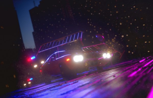 Полицейская машина в ночном городе