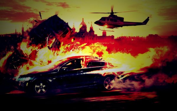 Горящий автомобиль арт