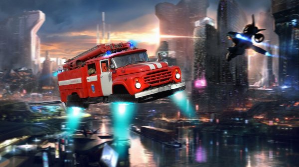 Пожарная машина арт