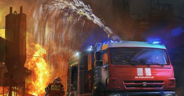 Пожарная машина огонь