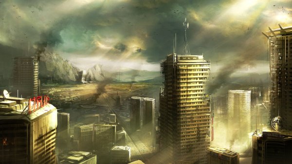 Разрушенный город сверху