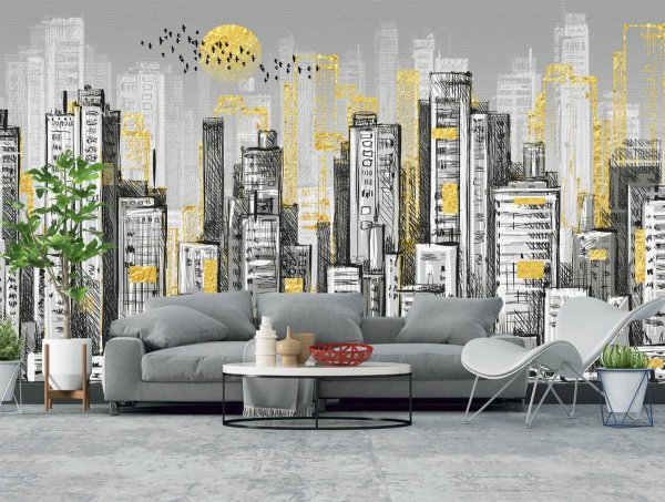 Фотообои город в интерьере