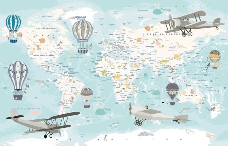 Фотообои карта с аэропланами, арт: 31740