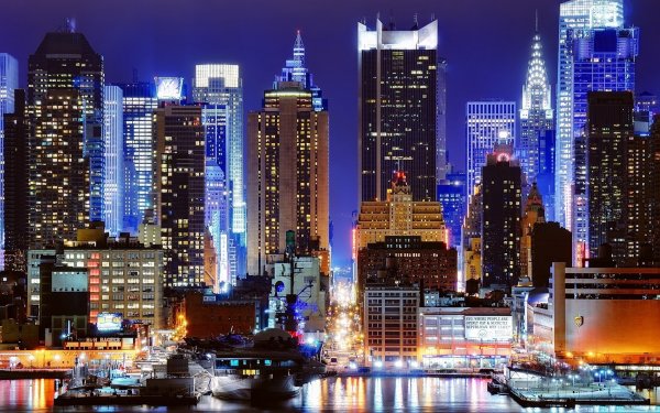 Ночные небоскребы Нью-Йорка
