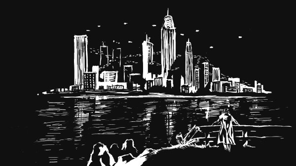 Силуэт ночного города