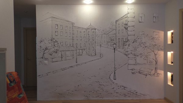 Эскиз настенной росписи на тему Ренессанс