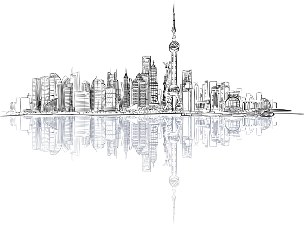 Контурное изображение города