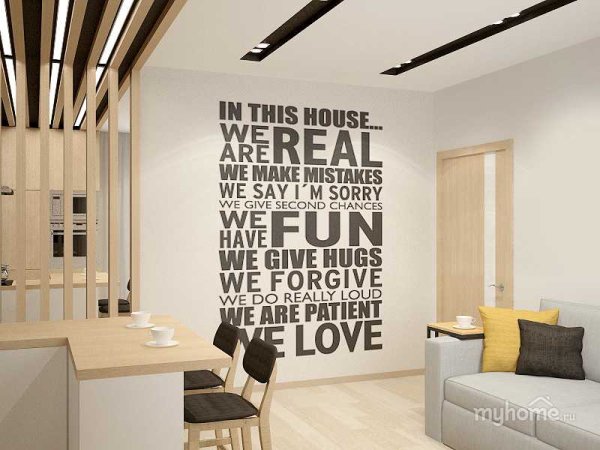 Надписи на стенах в интерьере лофт