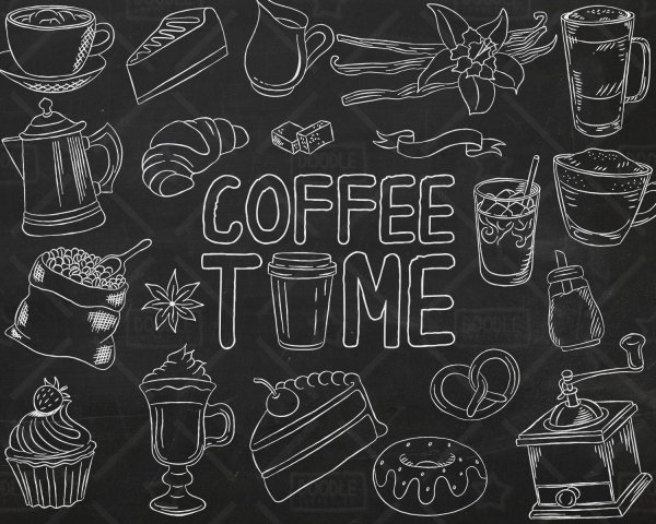 Кофейные надписи на меловой доске