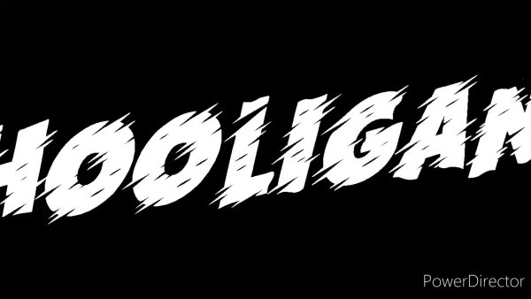 Надпись хулиган на черном фоне