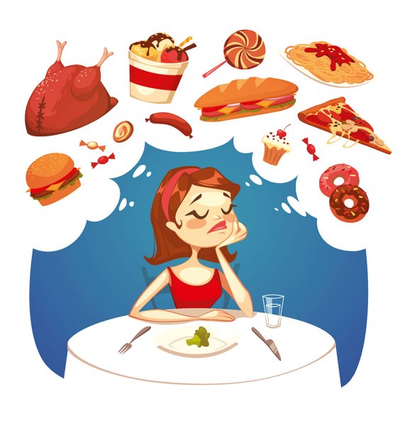 Девушка мечтает о еде
