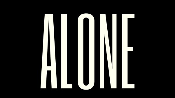 Alone надпись на черном