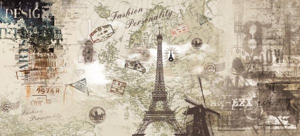 Рулон обоев с Эйфелевой башней