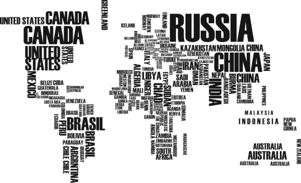 Карта мира из названий стран