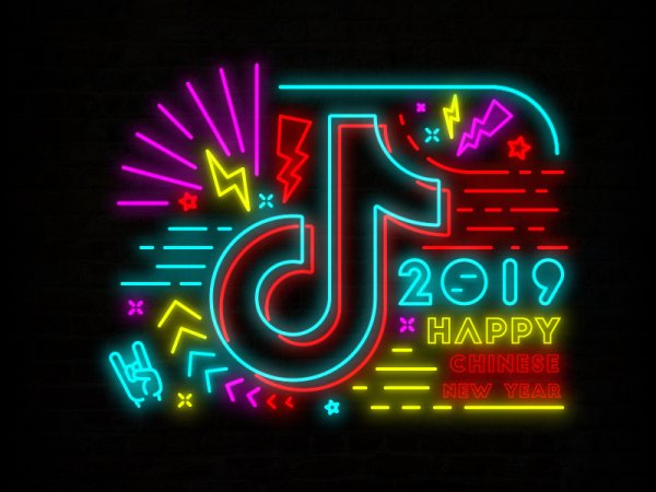 Логотип tik Tok неон