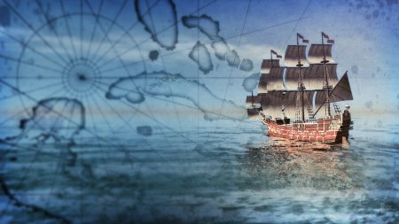 Морской фон с кораблем