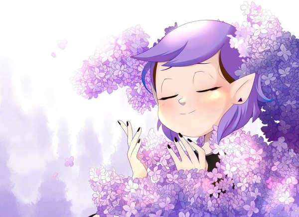 Эмили Блайт с фиолетовыми волосами