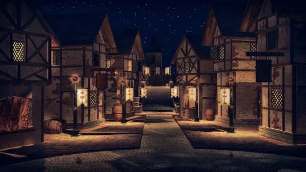 Ночной средневековый город