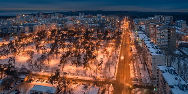 Ночной зимний город Тольятти