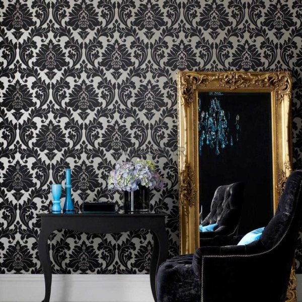 Обои черные с золотом для стен