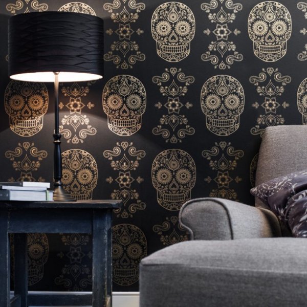 Чёрные обои на стену