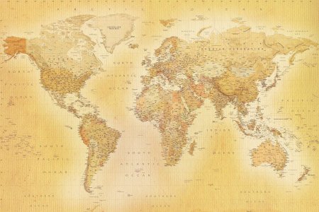Современная карта мира в старинном стиле