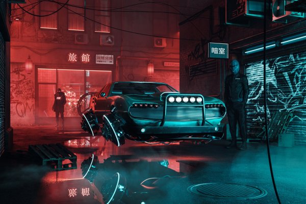 Cyberpunk 2077 машина неон