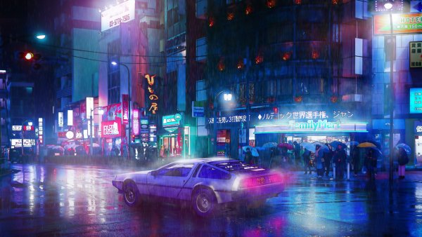 Cyberpunk 2077 машина неон