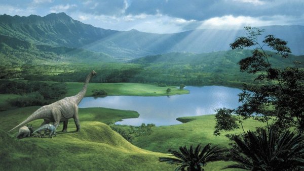 Пейзаж с динозаврами