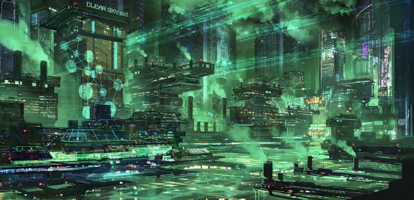 Cyberpunk Art City зеленый