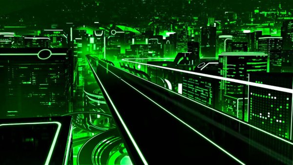 Киберпанк зеленый неон