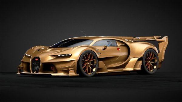 Бугатти Шерон золотого цвета