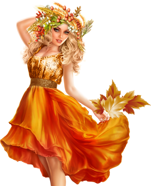 Осенние девушки на прозрачном фоне