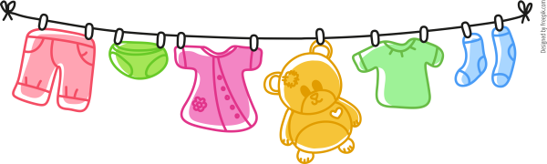Нарисованная детская одежда на веревке