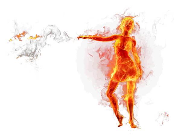 Стихия огонь на прозрачном фоне