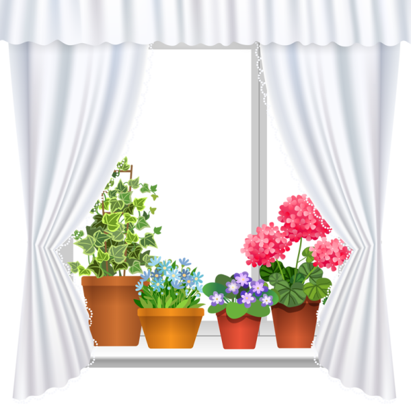 Окошко с занавесками