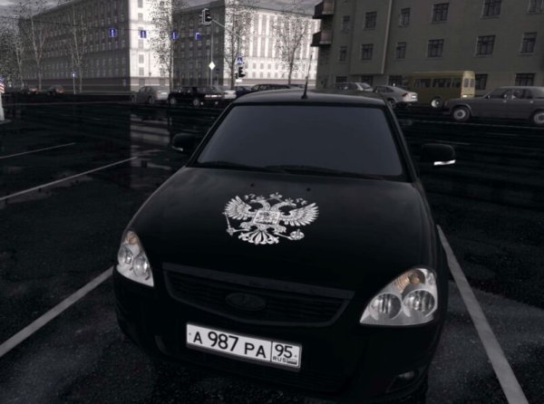 Лада Приора черная с мигалками