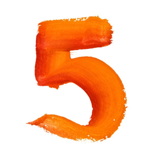 Цифра 5 цветная оранжевая
