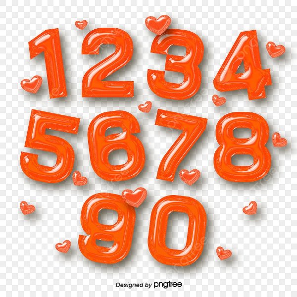 Цифра 1 оранжевая