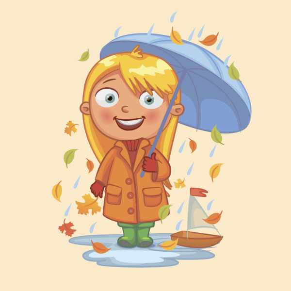 Мультяшные детки осень