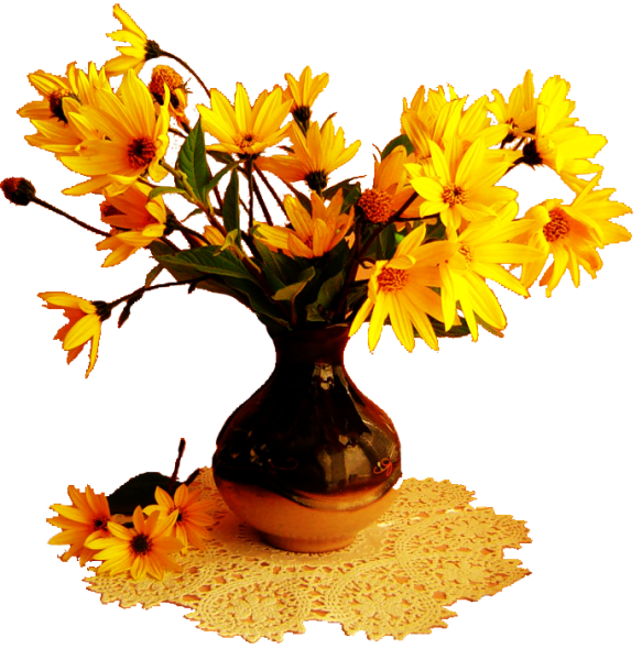 Осенний букет в прозрачной вазе